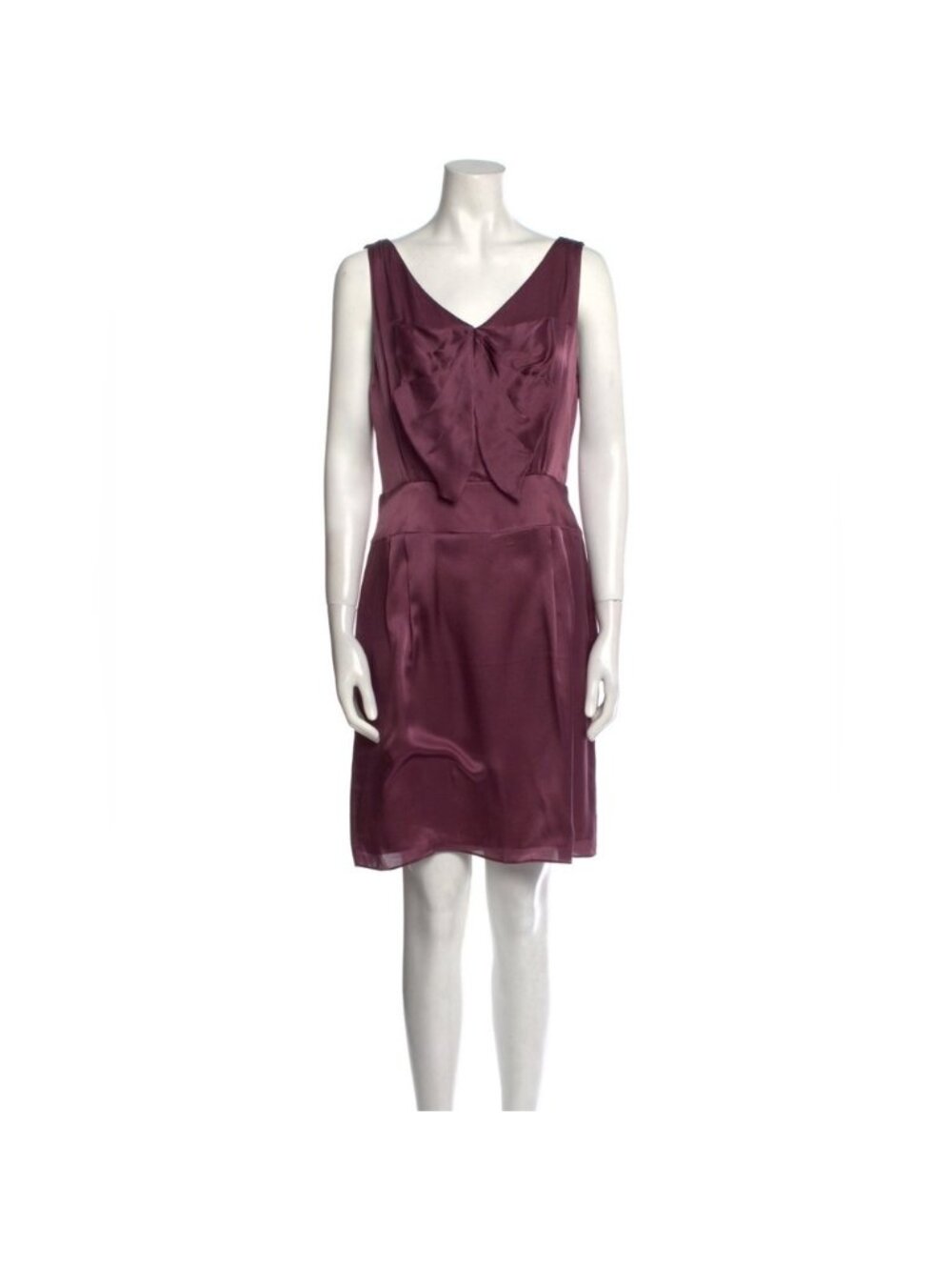 Milly Purple Sleeveless Knee Length Shift Dress Bow 100% Silk Formal Party
